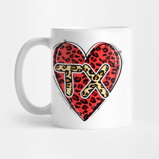 Love TEXAS Leopard Heart TX Mug